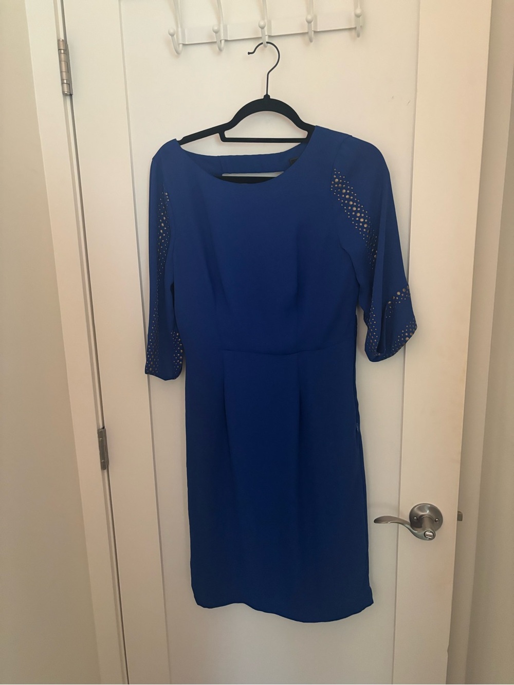 BCBGMaxAzria Royal Blue Sheath Dress with Laser-Cut Detail